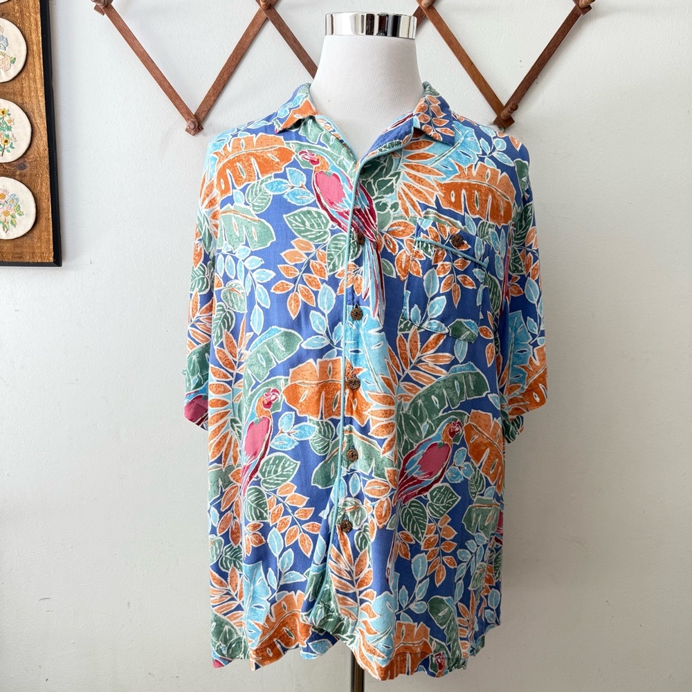 Tropical Leaf Print Hawaiian Shirt